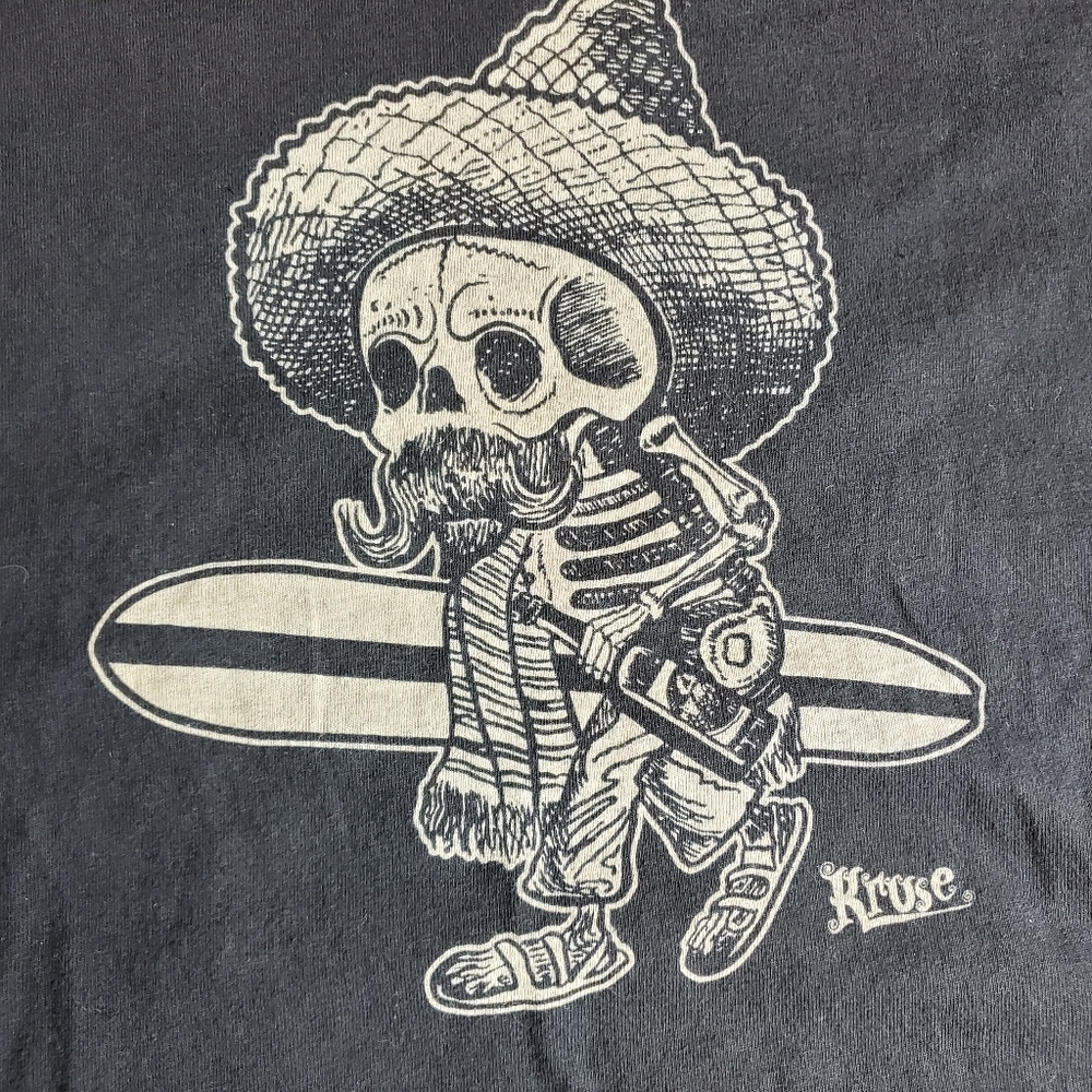 Kruse El Borracho Skeleton Surfer Graphic Shirt sz XL